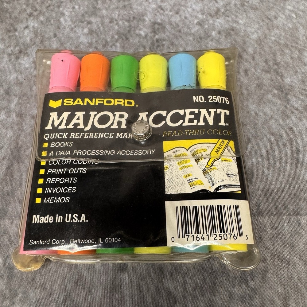 Vintage Sanford Major Accent Highlighters 5 Pack Chisel Tip 25076 READ